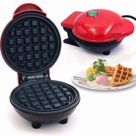 تصویر مینی وافلساز طرح گرد هدیه ولنتاین mini waffle maker gift for valentines