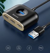 تصویر هاب آداپتور یو اس بی بیسوس Baseus Square round 4 in 1 USB HUB Adapter 