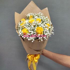 تصویر دسته گل رز زرد 