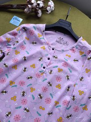 تصویر ست بلوز و شلوار زنانه اچ اند ام نخ پنبه طرحدار آستین بلند دکمه دار 