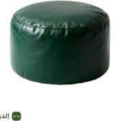 تصویر زیرپایی دایره‌ای با رویه چرم مصنوعی 