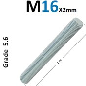 تصویر پیچ متری قطر 16 گالوانیزه سفید گرید 5.6 Metric thread stud bolt M16 Grade 5.6
