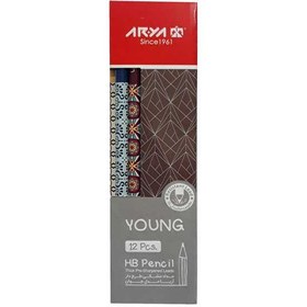 تصویر مداد مشکی آریا مدل جوان بسته 12 عددی Arya Young HB Pencil 12 pcs - 3044