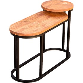 تصویر میز تلفن چوب و فلز 