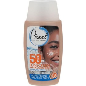 تصویر کرم ضد آفتاب پیکسل رنگی مناسب پوست چرب و جوش دار SPF50 بژ طلایی حجم 50 میل Pixxle Sunscreen Cream Tinted For Acne Prone And Oily Skin 50ml