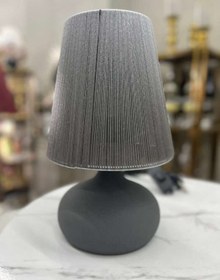 تصویر آباژور رومیزی تمام فلز مدل اشکی کوچک با شید نخی 