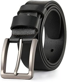 تصویر Men&#39;s Leather Belt, Jeans Belt, Heavy Duty Classic Dress Belt Cow Leather Causal Belt with Classic Buckle 