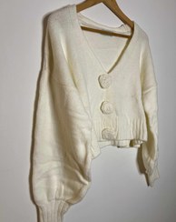 تصویر ژاکت بافت گلدار کد T170-7 - فری سایز 