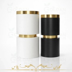 تصویر گلدان فایبرگلاس لبه طلایی - مدل دنیز 
