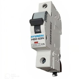 تصویر فیوز مینیاتوری تک پل 25 آمپر هیوندای (تیپ B) HYUNDAI Miniature Circuit Breaker HGD CLASS B - 63AF-B (HGD63N/H)