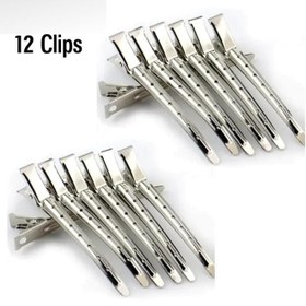 تصویر گیره تقسیم بندی مو مدل کلاغی منقاری فلزی بزرگ 12 عددی 