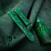 تصویر بند ساعت چرم لوکس چهارلایه ساق شترمرغ 