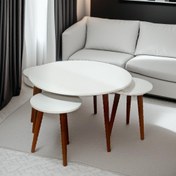 تصویر میز جلومبلی عسلی مینیمال ۴ تکه دایره ای MDF 