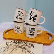 تصویر ماگ شات قهوه سفید لبه مشکی کد ۱۶۹۹ 