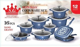 تصویر سرویس قابلمه ۱۶ پارچه جدید چدن اس جی Pot service 16 pieces new SG cast iron