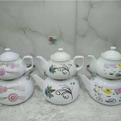 تصویر کتری قوری لعابی گلدار طرح رسا 