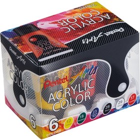 تصویر رنگ اکریلیک حرفه ای پنتل 6 رنگ 28 میل - مدل WA2-6E