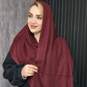 تصویر شال بافت تکرنگ ساده (زرشکی و آلبالویی) 20540 