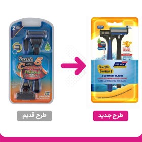 تصویر خودتراش مردانه پنج لبه مدل Comfort5 بسته 2 عددی پرلایف Perlife Comfort5 Blade Razor For Men 2 PCS