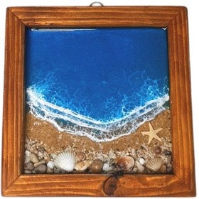 تصویر تابلو چوبی رزینی طرح دریا و ساحل Wooden Resin Wall Art - Beach & Ocean Design