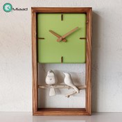 تصویر ساعت دیواری چوبی مدل M25 پرنده دار عمودی 