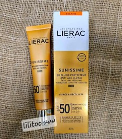 تصویر کرم ضد آفتاب ضد چروک رنگی لیراک SPF50 (آبرسان و ضدلک) Lierac colorless anti-wrinkle sunscreen SPF50