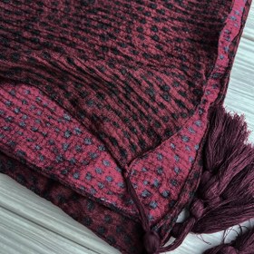 تصویر شال پلیسه زرشکی کد 3108 