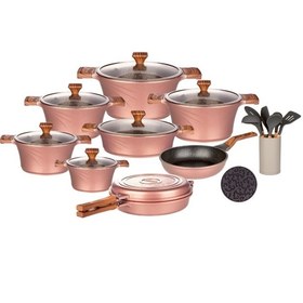 تصویر سرویس 23 پارچه سزار (تیتانیوم) درب پیرکس T Candid Titanium Caesar Cookware Set 23 Pieces