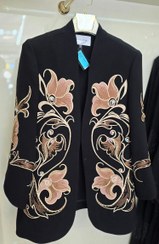 تصویر کرپ مشکی گلدوزی یقه هفت سودا 