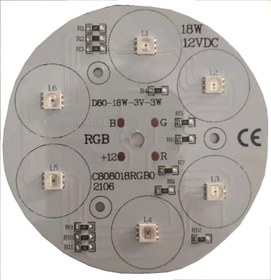 تصویر ماژول 6×3 وات گرد آر جی بی 