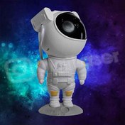 تصویر چراغ خواب پروژکتوری اسپیکر‌دار کهکشانی مدل فضانورد ایستاده Astronaut projector and speaker