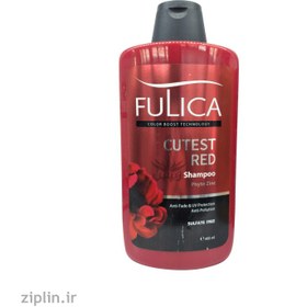 تصویر شامپو سر فاقد سولفات فولیکا مناسب موهای تناژ قرمز Fulica hair color stabilizing shampoo, model CUTEST RED