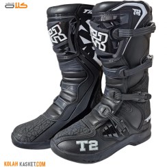 تصویر پوتین موتور سواری کراسی تایگر مدل T2 رنگ مشکی Cross Tiger Motorcycle Shoes Model T2 Black