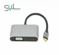 تصویر تبدیل تایپ سی به HDMI/VGA برند K-net مدل K-COUC30HV 