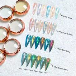 تصویر پودر کروم ناخن رنگ یونیکورن 