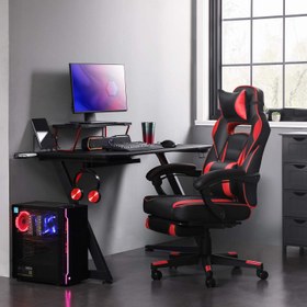 تصویر SONGMICS Racing Gaming Chair Adjustable Ergonomic Office Chair with Footrest Tilt Mechanism Lumbar Support 330 lb Load Black and Red UOBG073B01 - ارسال 15 الی 20 روز کاری 