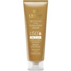 تصویر ضد آفتاب رنگی SPF50 سینره - بژ طبیعی sun screen tinted cream SPF50 natural beige CINERE