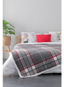 تصویر پتو دو نفره دو طرفه شِرپا آنا خاکستری برند favora Sherpa Anna Gray Double Sided Double Blanket