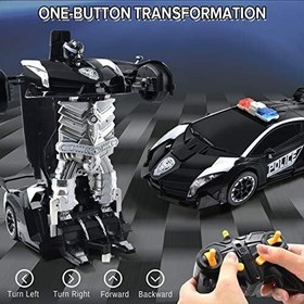 تصویر ربات Jeestam RC Cars برای کودکان با کنترل از راه دور اسباب‌بازی‌های ماشین Transformrobot با دمو خودکار تغییر شکل تک دکمه‌ای حسگر حرکتی، موسیقی سبک با چرخش 360 درجه در مقیاس 1:14، بهترین هدیه برای پسران دختر (مشکی) 