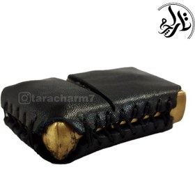 تصویر کیف چرم مشکی فندک زیپو 