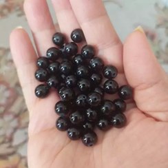 تصویر مهره سنگ تورمالین سیاه هند سایز 8 سنگ اصل درجه یک گوی سنگ مهره سوراخ دار 