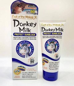 تصویر کرم ضد آفتاب شیر الاغ spf 90 رنگ آبی حجم ۱۳۰ میل Cream donkey milk