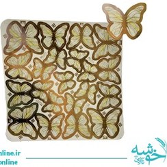 تصویر تاپر پروانه سفید-زرد دور طلایی 