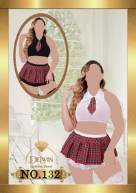 تصویر ست کاستوم فانتزی دانش آموزی زنانه ۵ تکه سایزبزرگ کد D132 - مشکی Women's lingerie