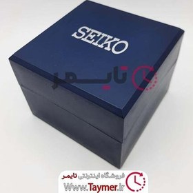 تصویر جعبه ساعت مار ک سیکو (seiko). رنگ سرمه ای با مخمل سرمه ای . ارسال رایگان. جنس pvc. باکس ساعت و النگو 