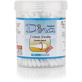 تصویر گوش پاک کن دینا 100عددی DINA COTTON SWABS 100 PCS