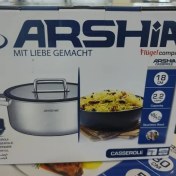 تصویر قابلمه استیل عرشیا مدل SS050-3538 سایز ۱۸ سانتی کف لیزری 