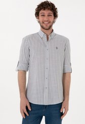 تصویر پیراهن مردانه خاکستری روشن یو اس پولو 