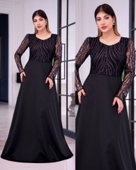 تصویر پیراهن مجلسی زنانه مدل سارگل سایز ۴۰ تا ۵۲ جنس حریر و ساتن سبز 