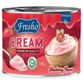 تصویر خامه فرشو توت فرنگی قوطی 150 گرم FERESHO مدل Cream Premium Quality Strawbery Fresho Cream Strawberry 150gr